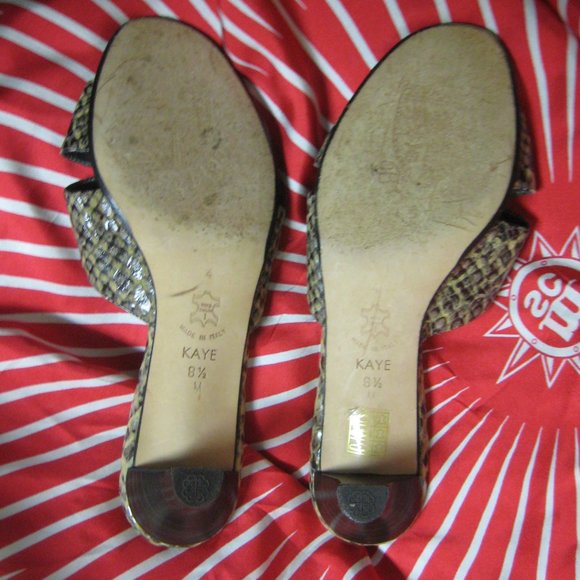 ❤️BRIGHTON Kaye Python Snake Print Leathe Silver Accent Slide Sandals Shoes 8.5 - Picture 4 of 5